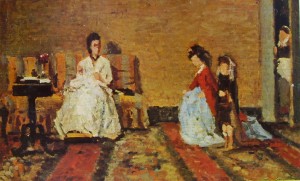 Silvestro Lega: Bambine che fanno le signore, cm. 25 x 41,5, Collezione privata, Firenze.